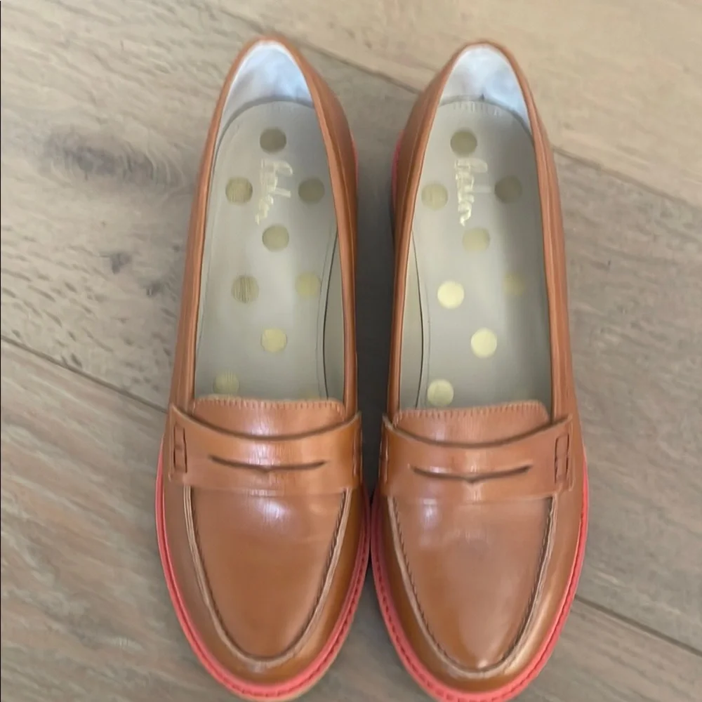 Tan Leather Loafers with Red Sole - Picture 2 of 5